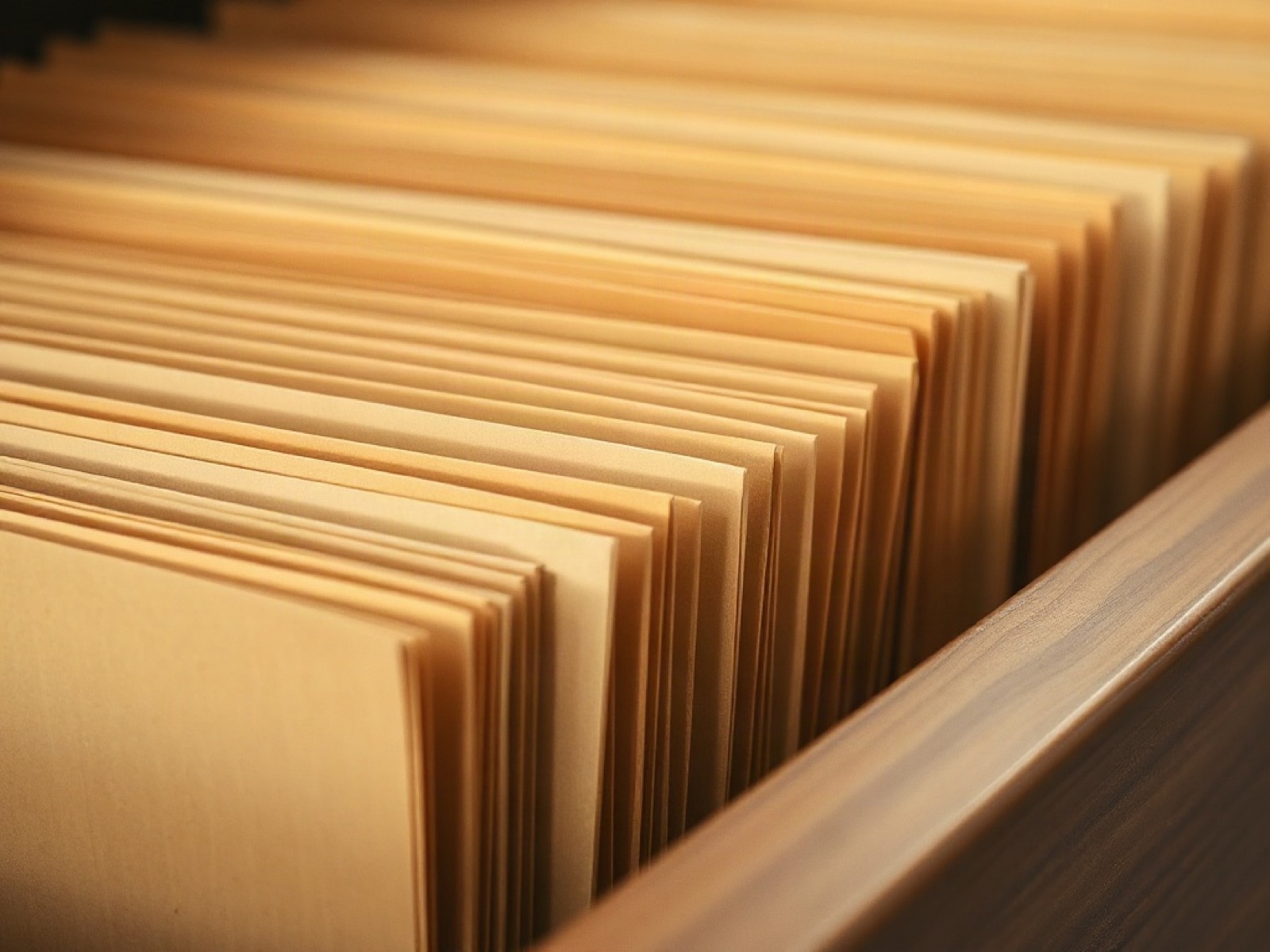 Ordered clinical archive, files on a shelf