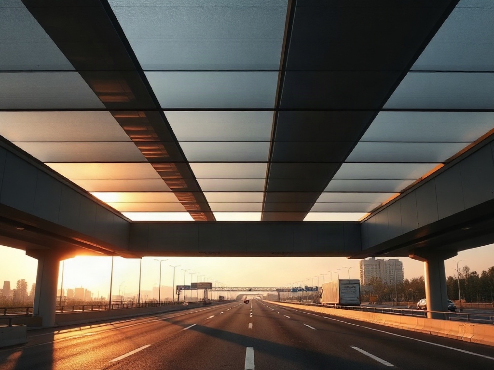 Highway signage toward a border crossing
